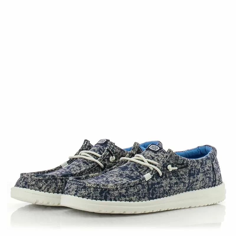 Мъжки Ежедневни HEY DUDE – 43091-4VE WALLY SURF NAVY/WHITE — снимка 3