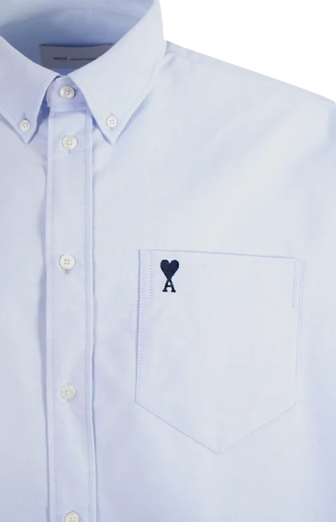 Blue Cotton Ami de Coeur Oxford Shirt — снимка 2