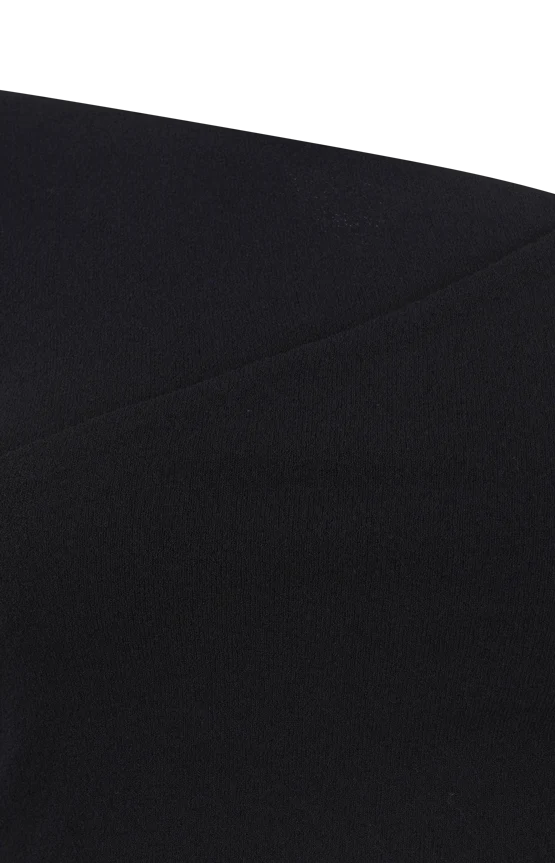Cropped Cotton-Blend Crepe Top in Black — снимка 2