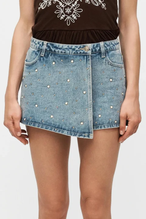 Пола Onltexas Studded RegSkort Bj 15371189 BS 541 light medium blue denim — снимка 2