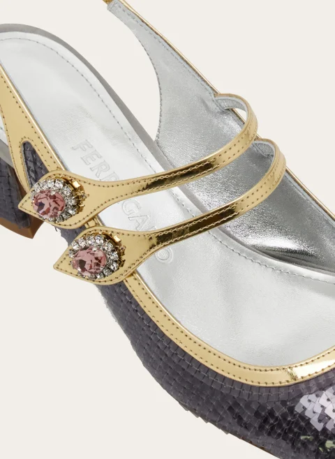Обувки на ток с пайети Ferragamo — снимка 5