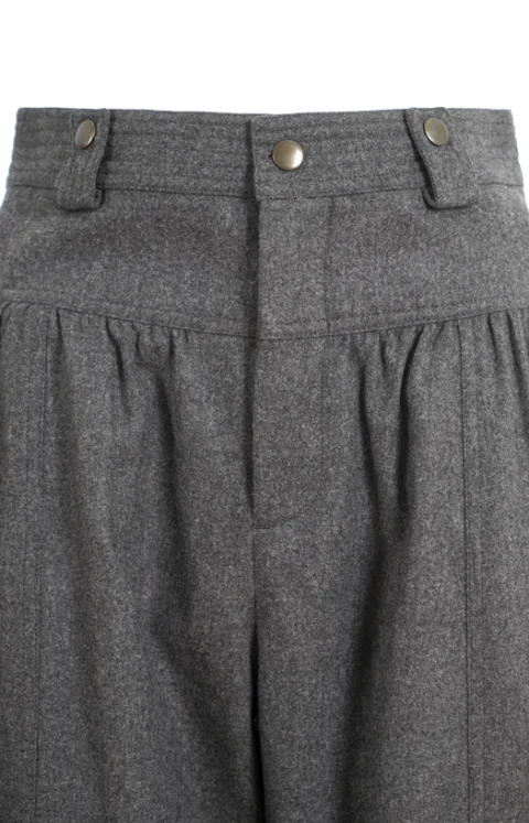 Wide-Leg Wool Trousers in Grey — снимка 2