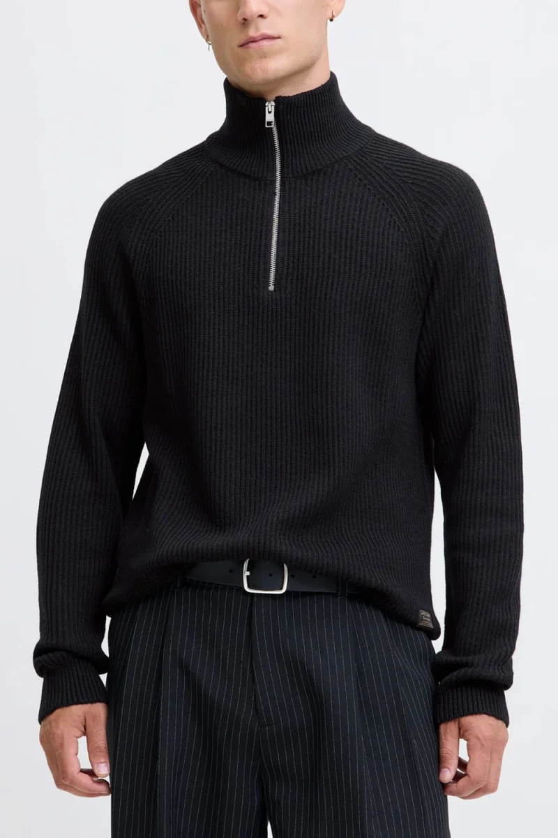 Плетено Jjpannel Knit Half Zip 12278919 C-N10 black — снимка 2