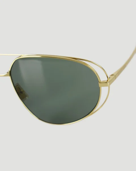 Classic Aviator Sunglasses in Gold and Green — снимка 3
