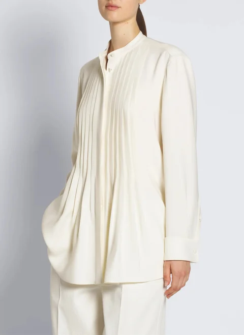 Копринена риза с плисиран мотив Brioni — снимка 1