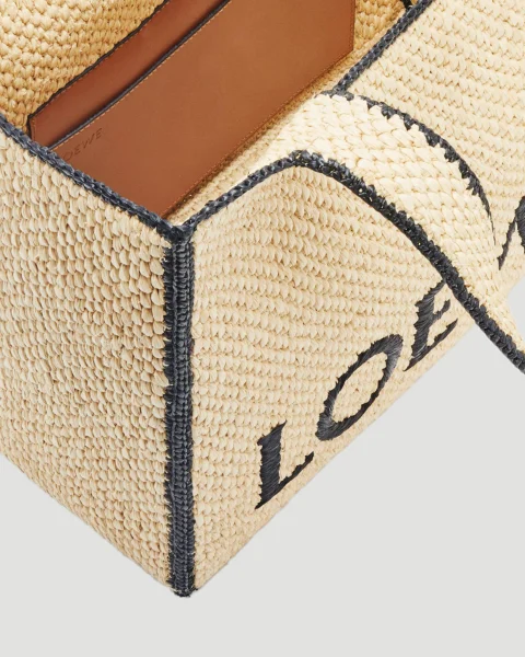 Large Loewe Font Tote in Raffia — снимка 4