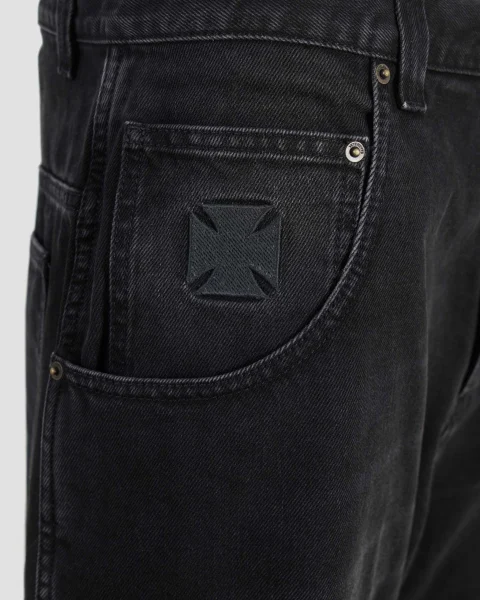 Biker Cross Hip-Hop Denim Shorts in Black — снимка 3