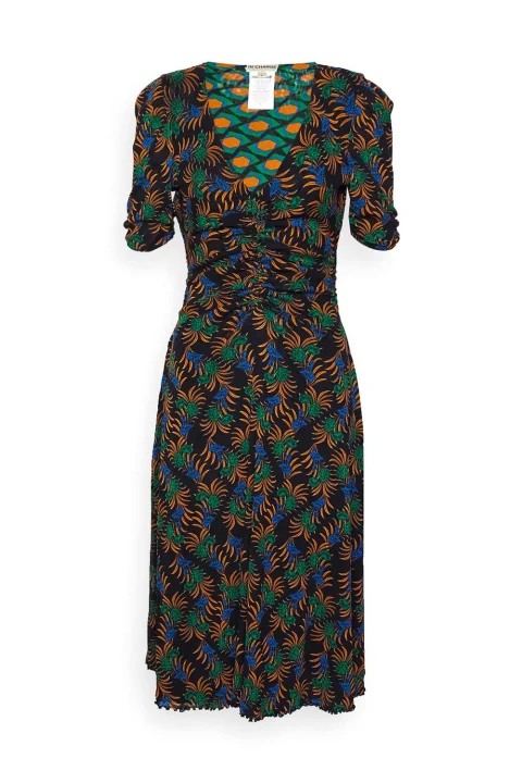 Рокли Dvf Koren Reversible Dress DVFDS3Q004FBCGC B2359 floral black/ cube geo caramel