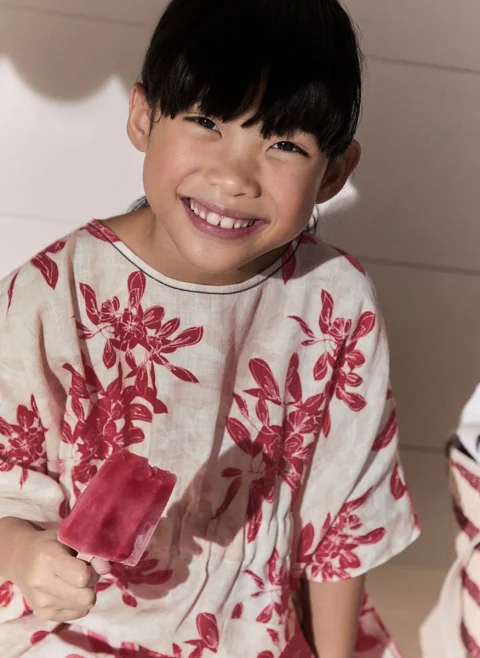 Къси панталони от лен с флорален принт Brunello Cucinelli Kids 8-10 — снимка 3