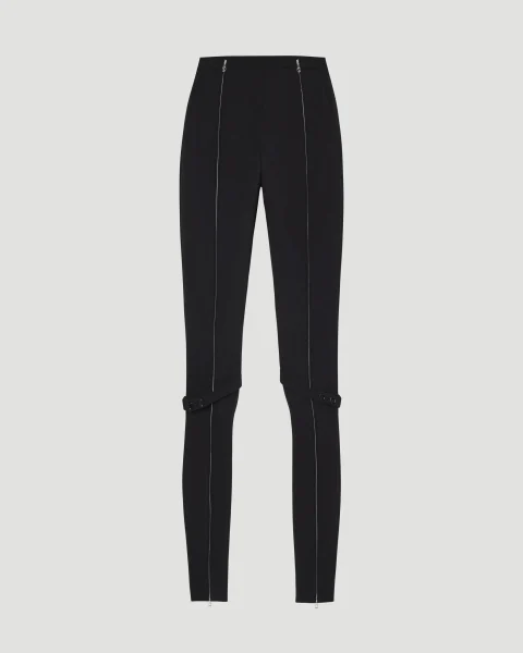 Zipped Stretch Wool Tailored Pants