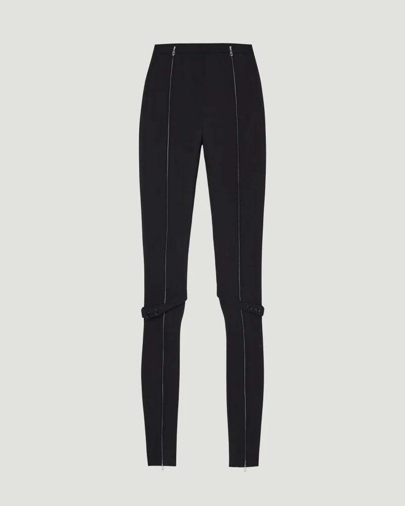 Zipped Stretch Wool Tailored Pants