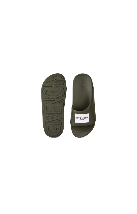 Rubber Slide with Logo in Khaki — снимка 3