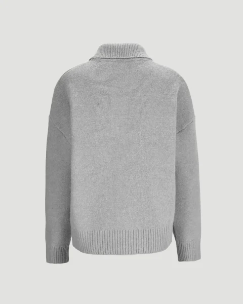 Alpaca Ami de Coeur Polo Sweater in Grey — снимка 2