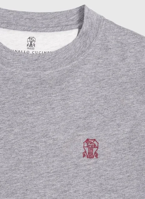 Тишърт с бродерия Brunello Cucinelli Kids 4-6 — снимка 3