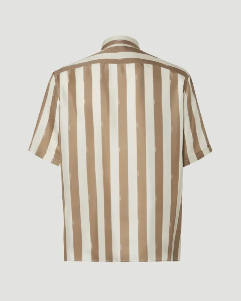 Beige Pequin Silk Shirt — снимка 2