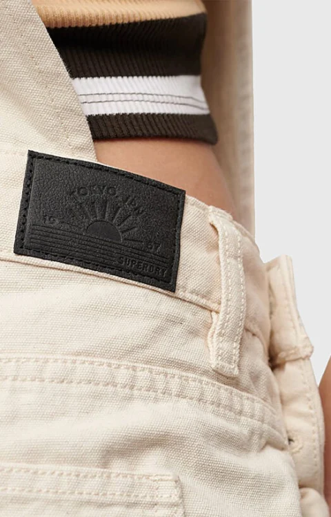 Къс гащеризон VINTAGE CANVAS в цвят екрю — снимка 4