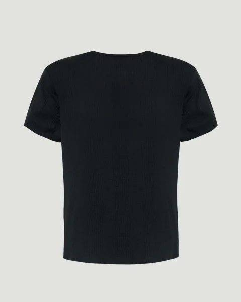 Ribbed T-Shirt in Black — снимка 3