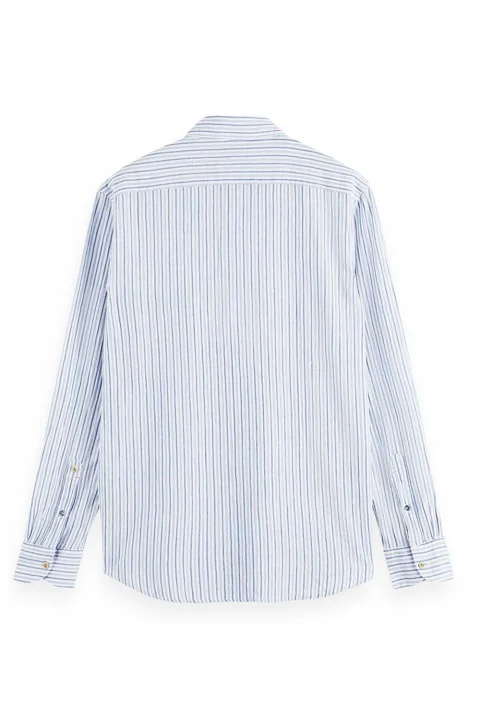 Риза Regular Fit Crinkled Voile In Stripes And Checks 171607 SC6039 white/blue stripe — снимка 2
