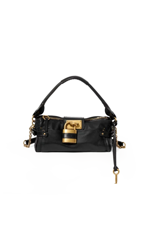 Small Paddington Bag with Strap in Grained Leather
