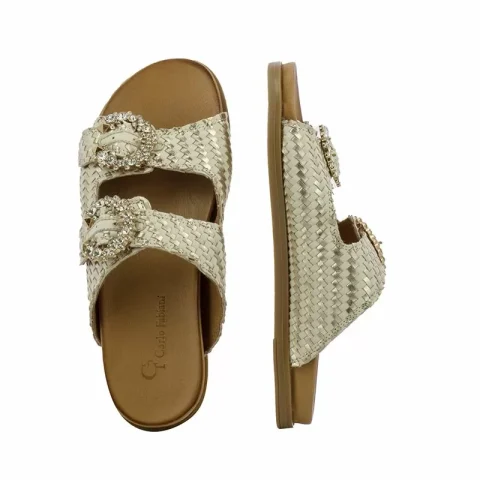 Дамски Равни Чехли CARLO FABIANI – 030-03-2969 CREMA/GOLD — снимка 5