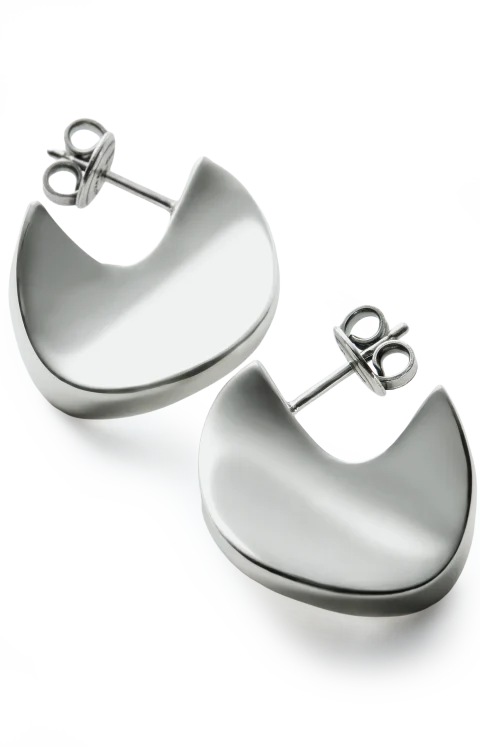 Small Disc Earrings in Silver — снимка 3
