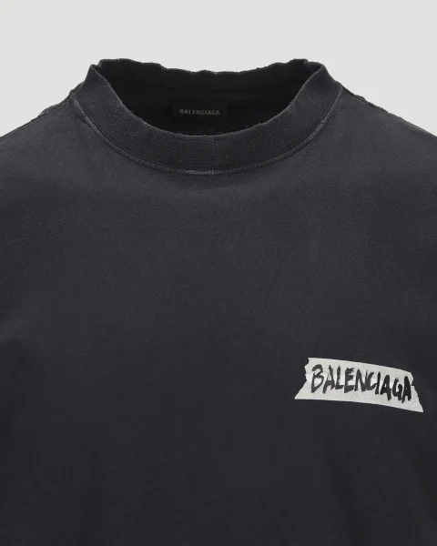 Men's Masking Tape T-Shirt in Black — снимка 3