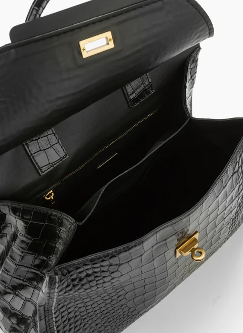 Кожена чанта 'Croc-effect' Visona Ornella — снимка 5