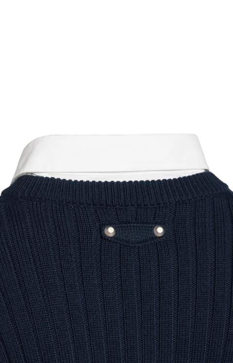 Hybrid Shirt/Knit Sweater in Navy/White — снимка 2