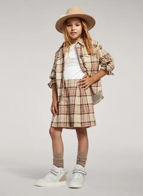 Кариран панталон от рипсено кадифе Brunello Cucinelli Kids 8-10 — снимка 3