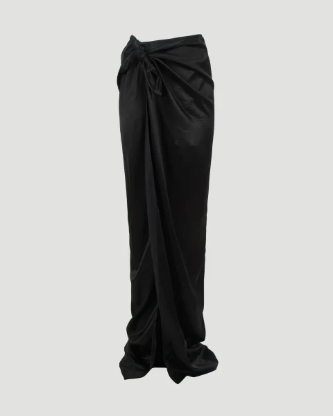 Satin Wrap Skirt in Black