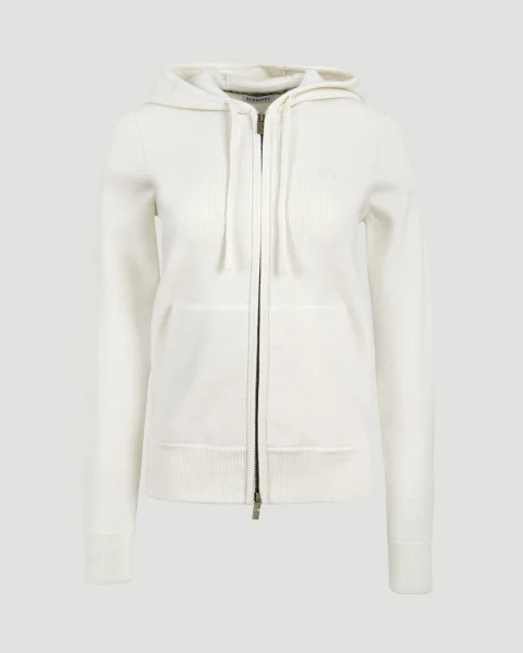 Cashmere Blend Zip Hoodie in Cream