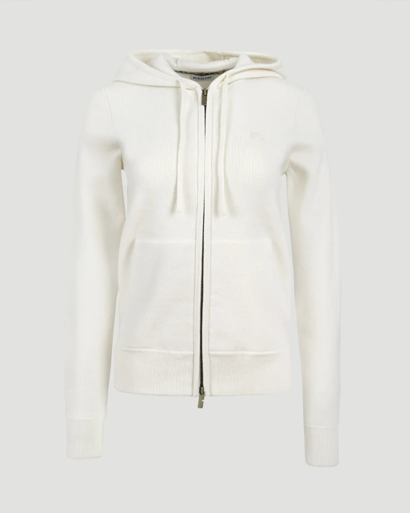 Cashmere Blend Zip Hoodie in Cream
