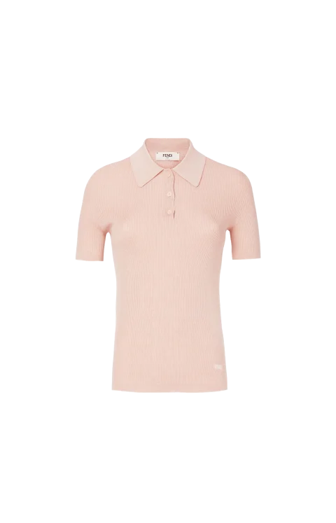 Pink Knit Polo Shirt