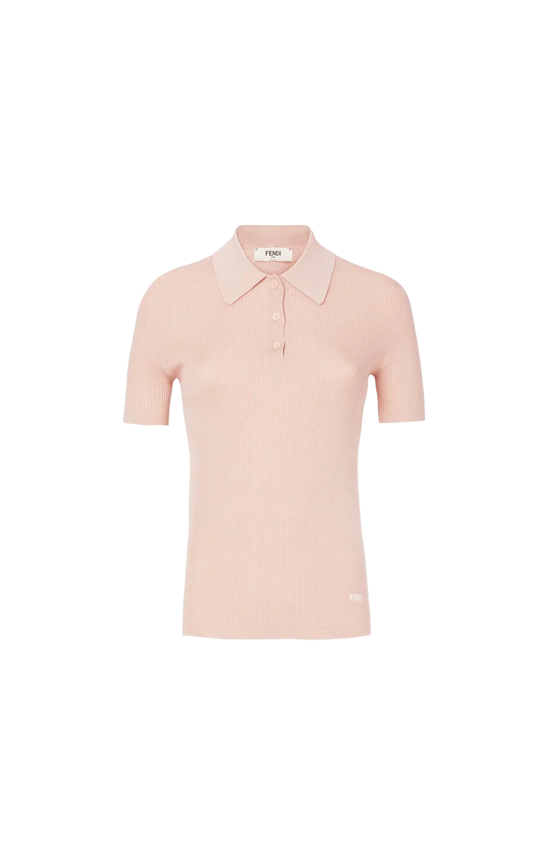 Pink Knit Polo Shirt