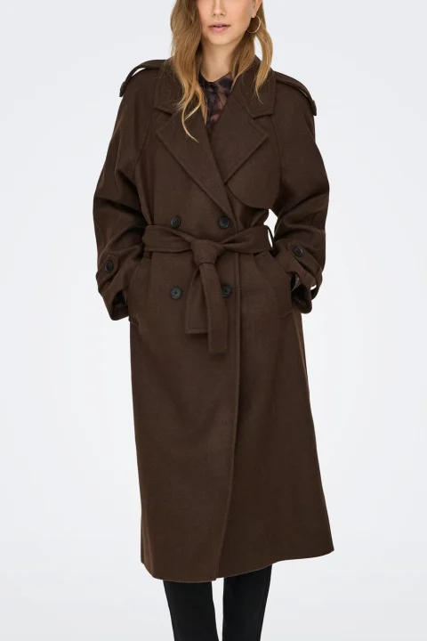 Палто Onldear-Trillion Long 15344734 19-0912 TCX chocolate brown — снимка 2