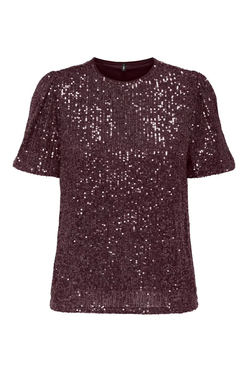 Top Onlana S/S Loose Sequins Jrs 15333850 19-2118 TCX winetasting