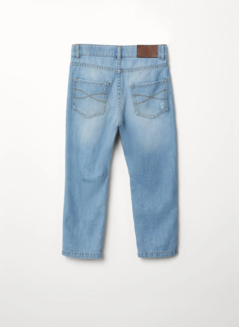 Деним с износен ефект Brunello Cucinelli Kids 10 — снимка 2