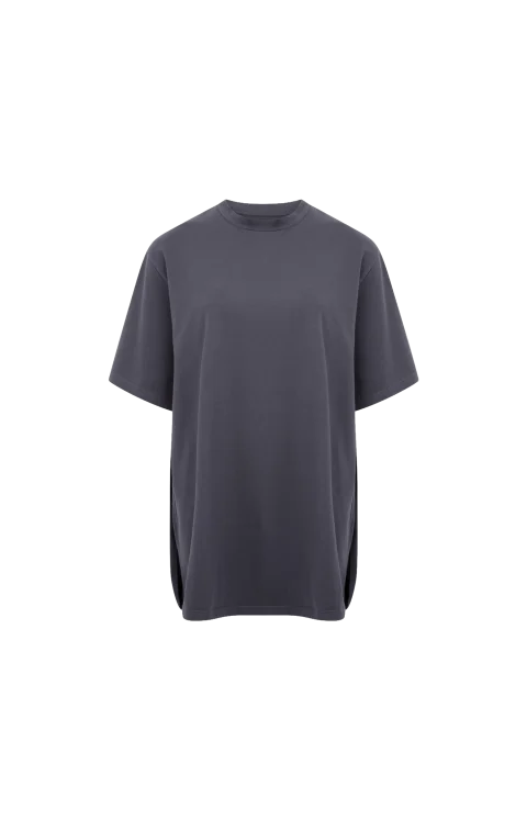 Cotton T-Shirt with Cap Sleeve in Grey