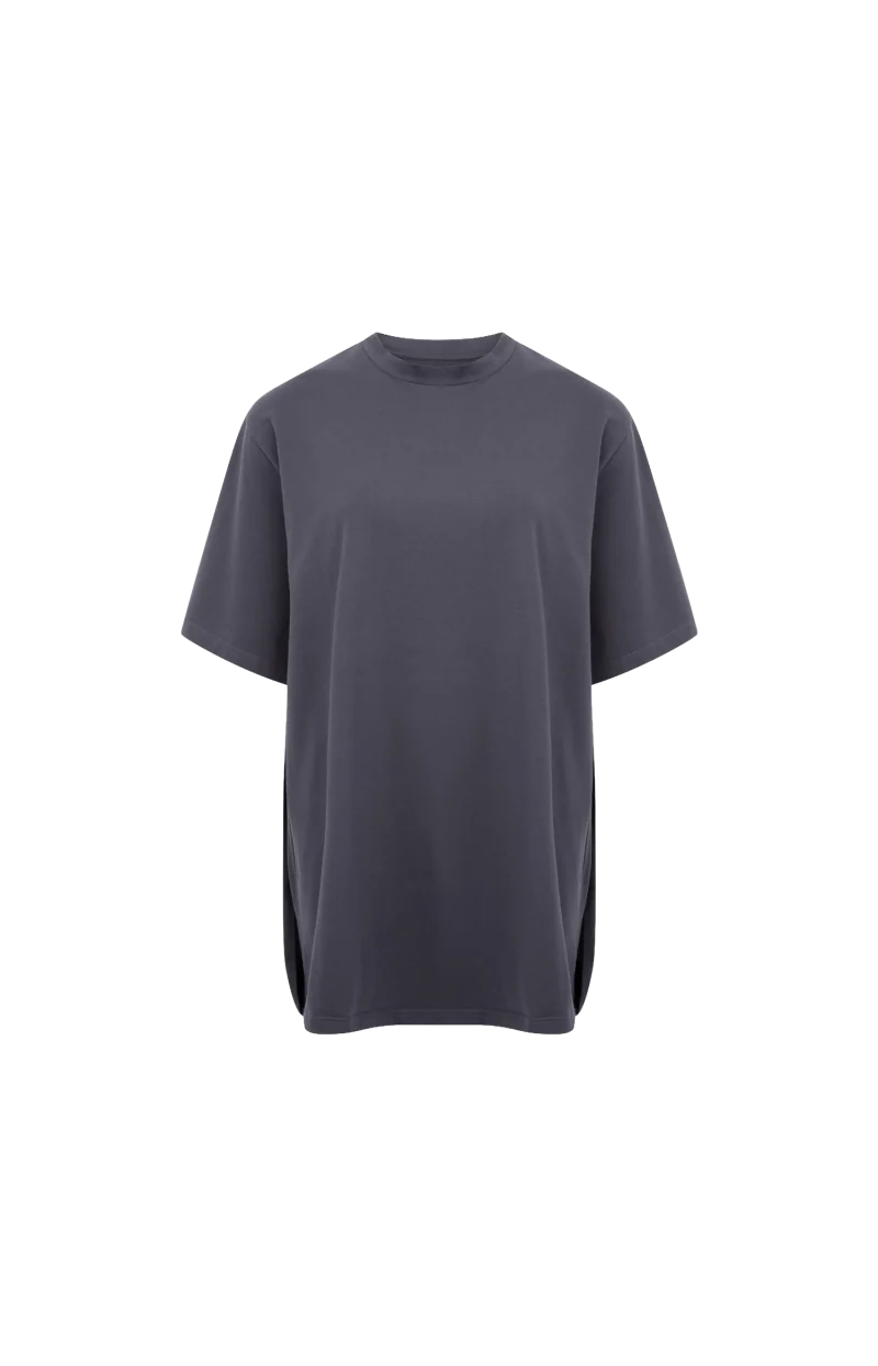 Cotton T-Shirt with Cap Sleeve in Grey