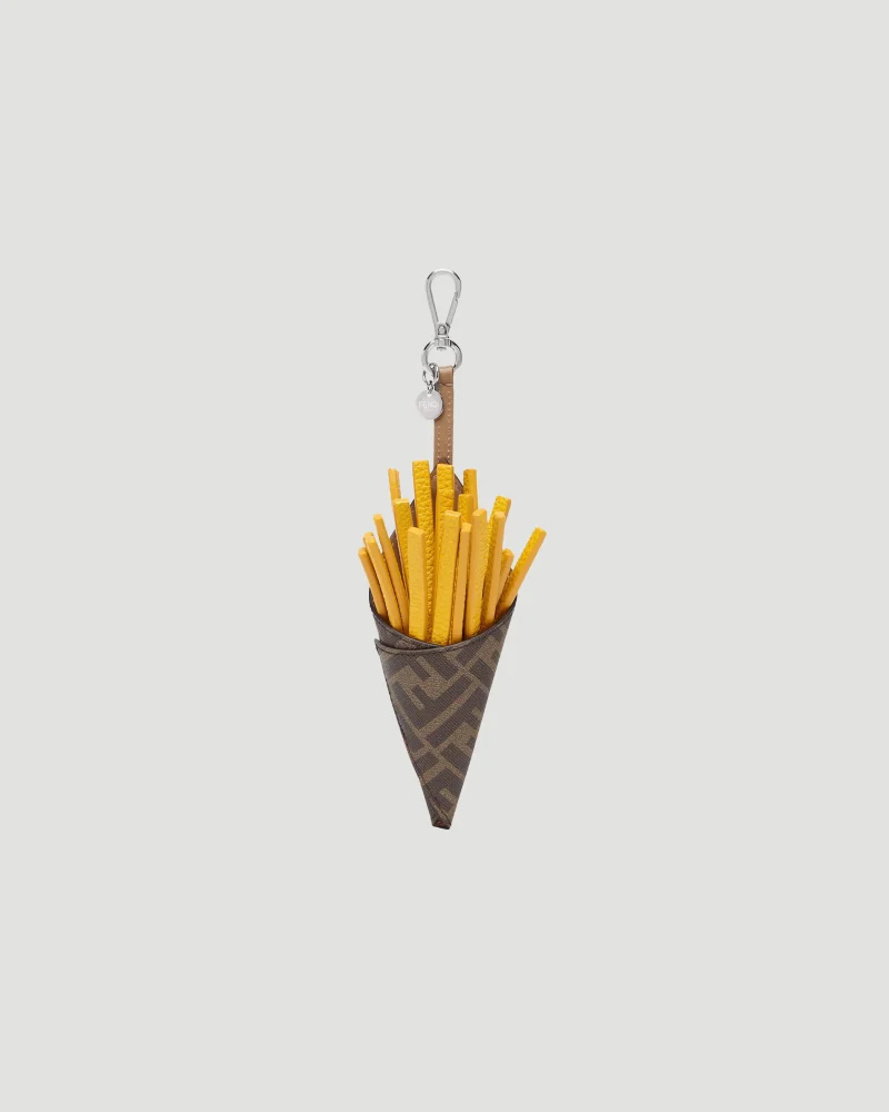 Fendilicious Charm in Brown FF Canvas and Yellow Leather Charm