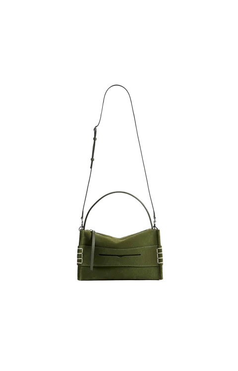 Loafer Bag in Khaki Suede — снимка 3