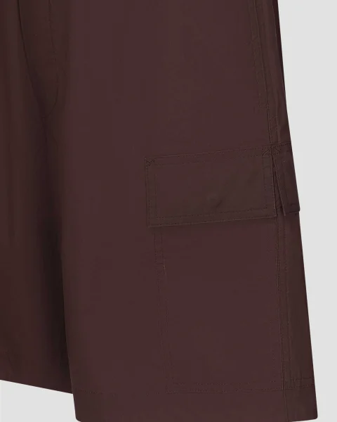Resinated Cotton Cargo Shorts in Burgundy — снимка 6