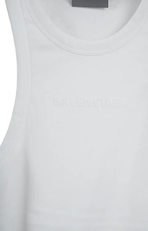 Logo Gathered Cotton Jersey Tank Top — снимка 2