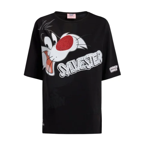 Дамска черна тениска T-shirt Looney Tunes Braccialini