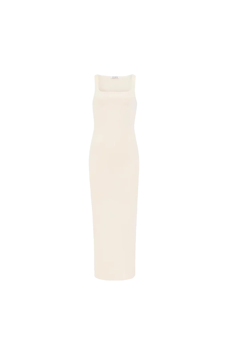 Silk Knit Bodycon Dress in Ecru