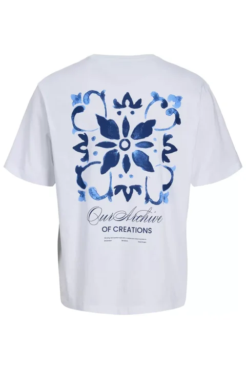 T-Shirt Jjart Print Ss Crew Neck 12288095 11-0601 TCX bright white — снимка 2