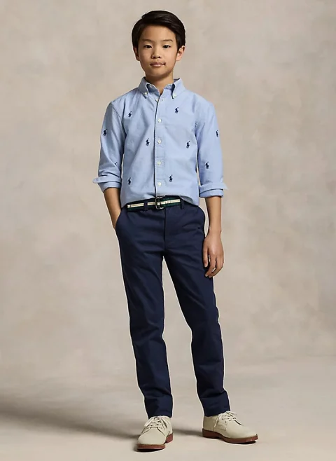 Панталон с контрастен колан Ralph Lauren Kids