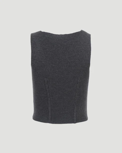 Corset Top in Rib Wool Blend — снимка 3