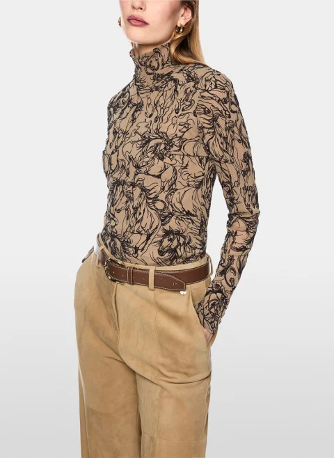 Блуза с кадифен принт Marc Cain Collections — снимка 2