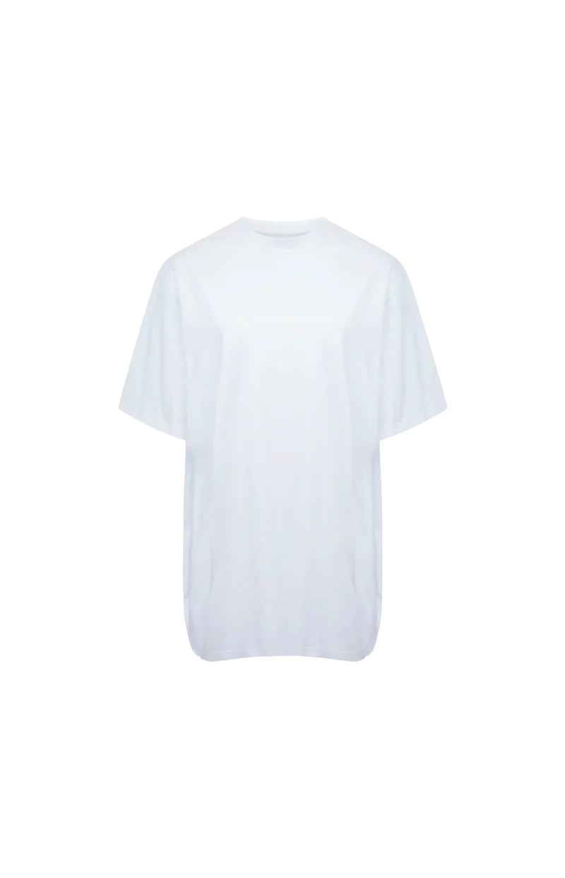 Cotton T-Shirt with Cap Sleeve in White